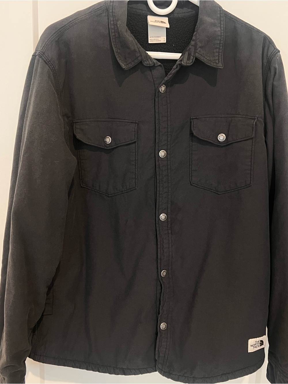 The North Face Black Military-Style Sherpa Shirt Jacket